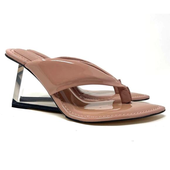 Good American Clear Wedge Sandals Size 7.5 Dusty Patent GA077P-X - Picture 5 of 5